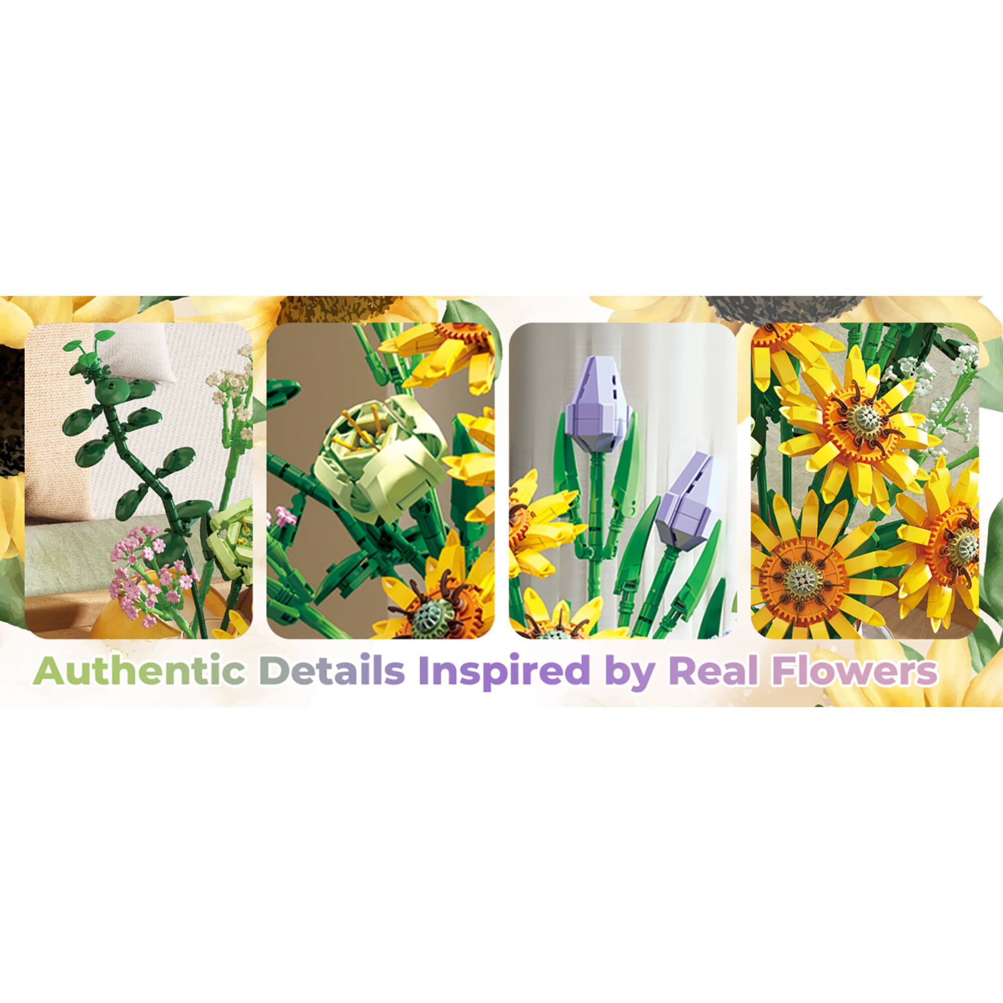 Contixo BK04 Sunflower Bouquet Floral Collection Building Block Set